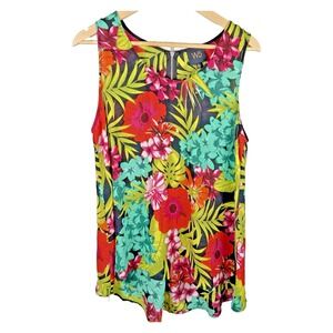 Anthropologie W5 Tropical Floral Sleeveless Top Tank Boho Festival  Womens Large